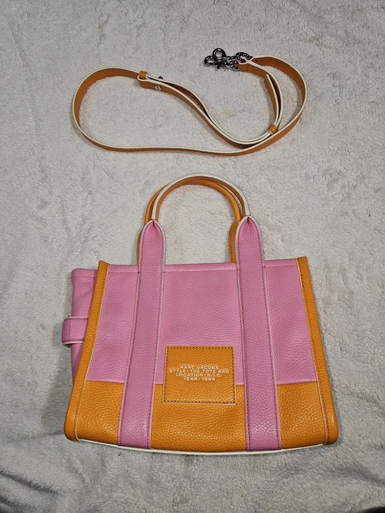Marc Jacobs Pink & Orange The Tote Bag – Leather Shoulder Tote - Picture 11 of 13